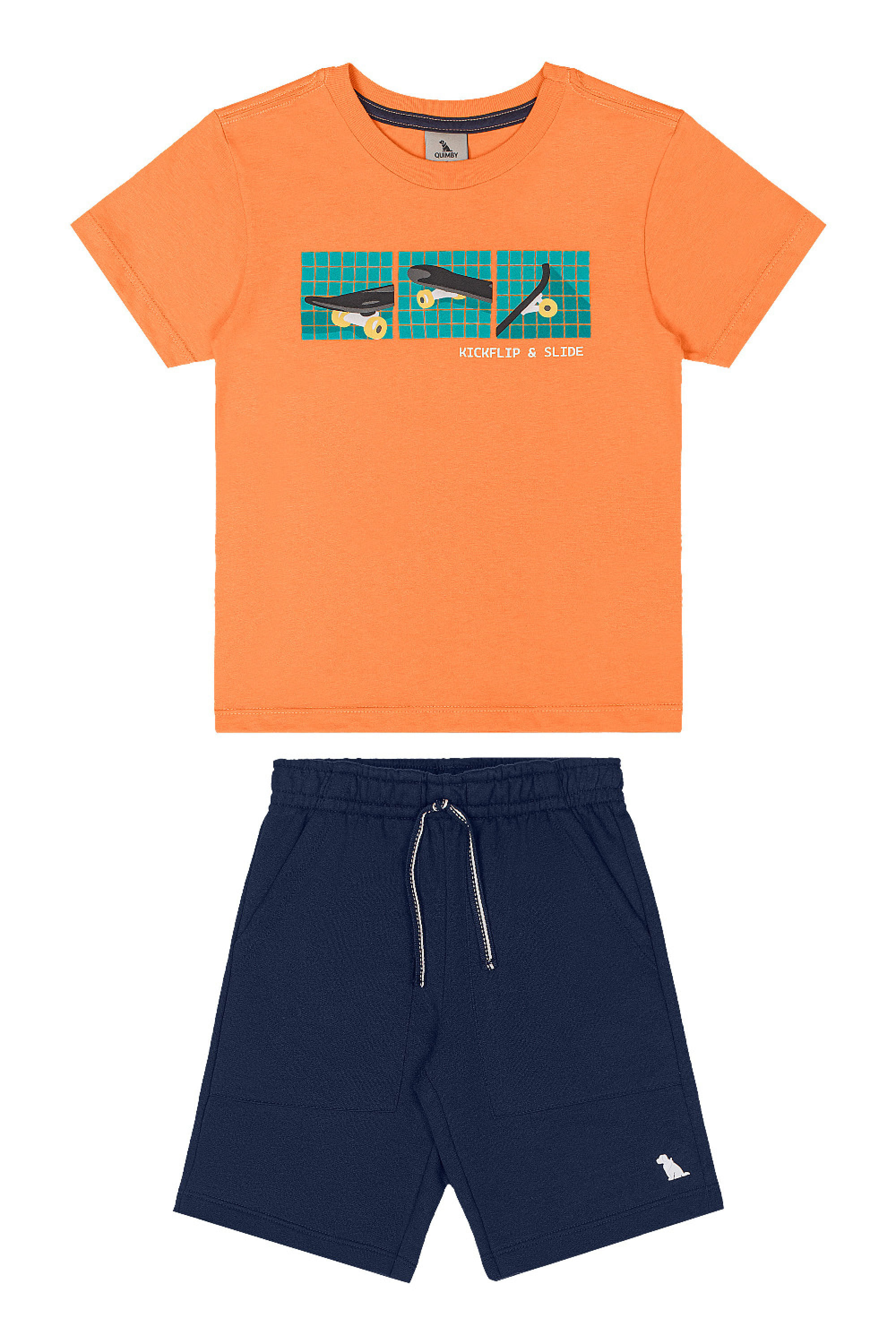 Conjunto Infantil Camiseta Skate e Bermuda (Laranja) Quimby - Imagem 2